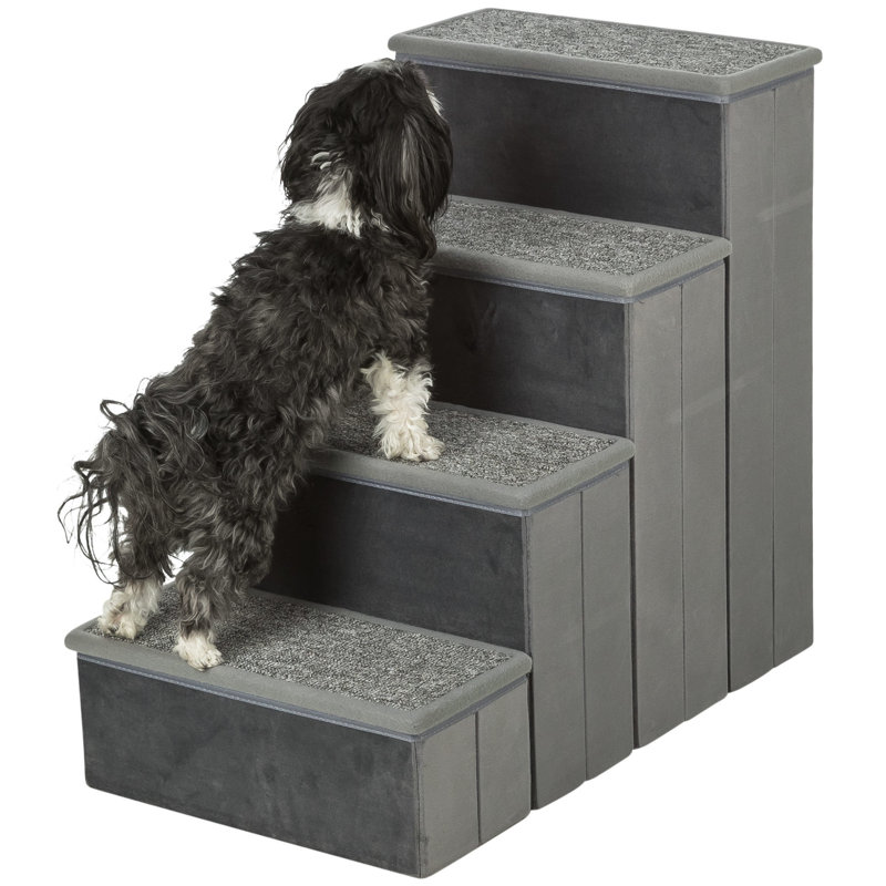 Tucker Murphy Pet™ Velour Foldable 4Step Pet Stairs With Storage